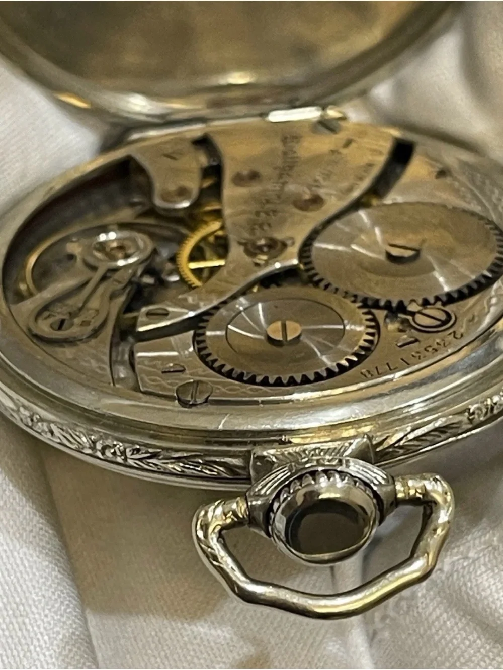 Antique Waltham Colonial Pocket Watch Art Deco Wadsworth 25Y Gold Filled 44mm